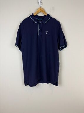Psycho Bunny Navy Polo with Light Blue Trim